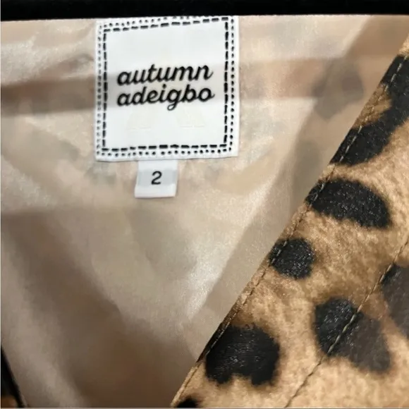 Autumn Adeigbo Larissa Midi Dress size 2 XS Leopard Print Ruffle Flutter Sleeves