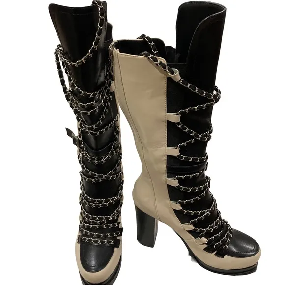 Azalea Wang Black &amp; Bone Can’t Touch This Chunky Boots Size 7.5