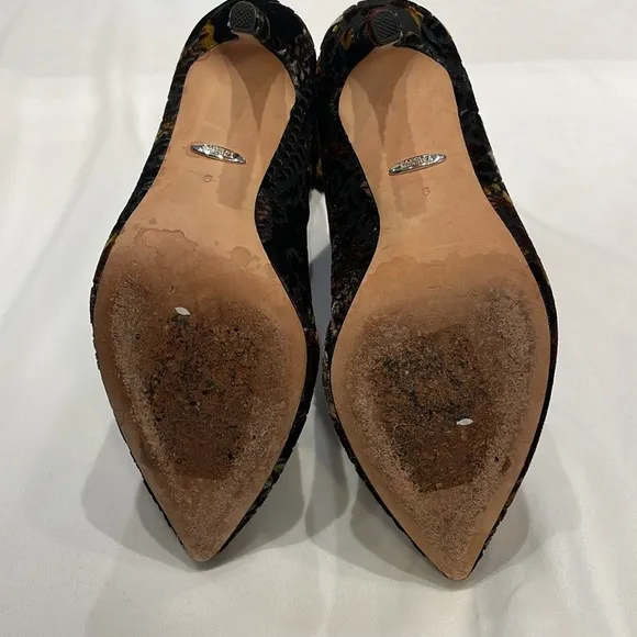 Badgley Mischka Velvet Floral Boots Mid Calf Womens Size 6 US