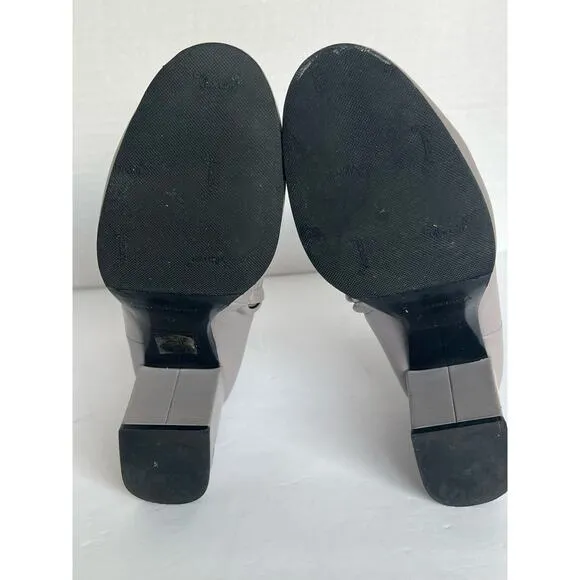 BALENCIAGA Gray Glove Leather Zip Up Chunky Heel Round Toe Ankle Boots 7  EU 37