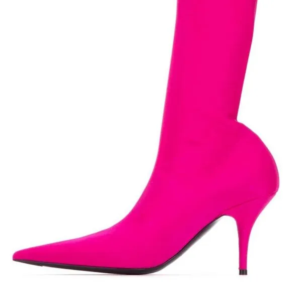 Balenciaga Knife Boots in Fluo Pink