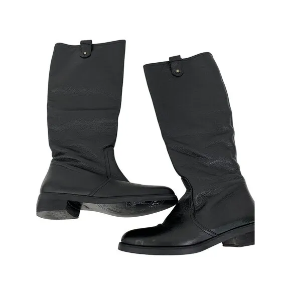 Bally Women Size 35 EU 5 US Black Leather tall Boots side zip low Heel Italy