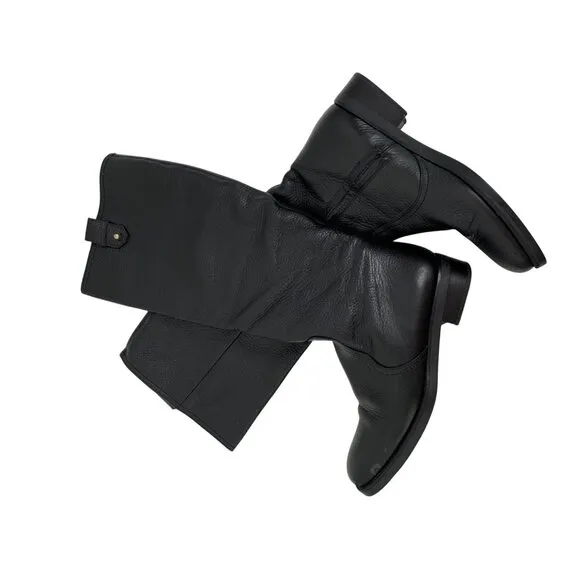 Bally Women Size 35 EU 5 US Black Leather tall Boots side zip low Heel Italy