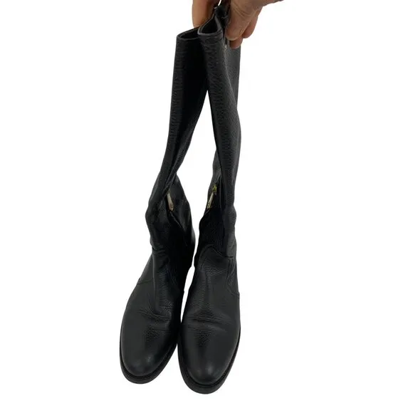 Bally Women Size 35 EU 5 US Black Leather tall Boots side zip low Heel Italy