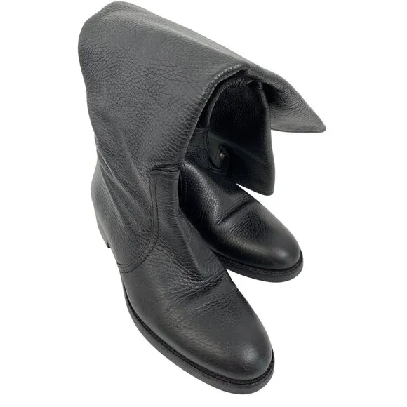 Bally Women Size 35 EU 5 US Black Leather tall Boots side zip low Heel Italy