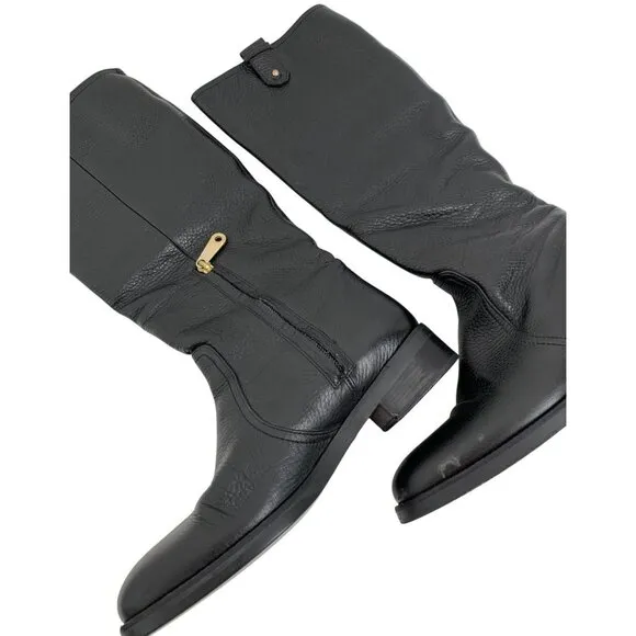 Bally Women Size 35 EU 5 US Black Leather tall Boots side zip low Heel Italy