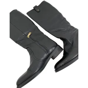Bally Women Size 35 EU 5 US Black Leather tall Boots side zip low Heel Italy