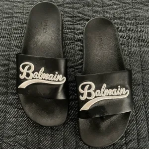 Balmain Black Sandals with White Logo