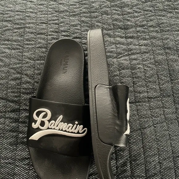 Balmain Black Sandals with White Logo