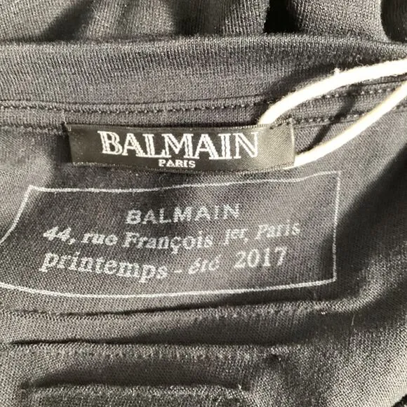 Balmain Embroidered Long Sleeve T-Shirt in Black Cotton