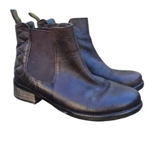 Barbour 7 Evie‎ Leather Chelsea Boots Brown Lug Sole Quilted Rugged Outdoor