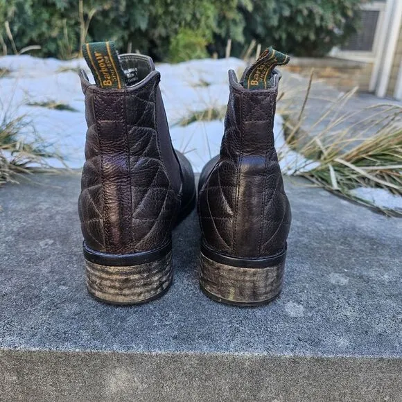 Barbour 7 Evie‎ Leather Chelsea Boots Brown Lug Sole Quilted Rugged Outdoor