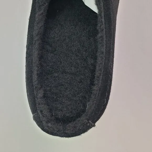 BearPaw Emily Womens Size 9 Black Suede Sheepskin Slip On Comfort Mule Shoes
