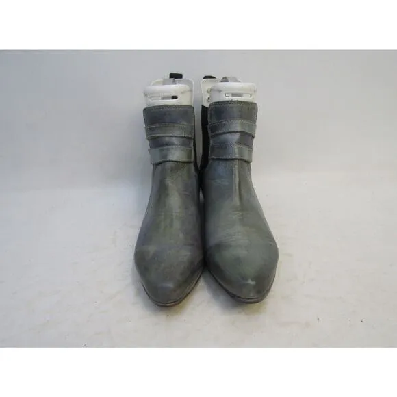 BED STU Womens Size 7 M Blue Leather Chelsea Buckles Ankle Fashion Boots Bootie