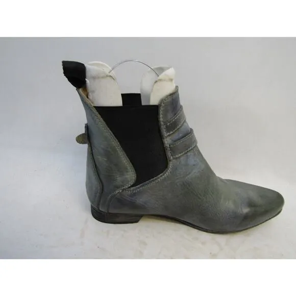 BED STU Womens Size 7 M Blue Leather Chelsea Buckles Ankle Fashion Boots Bootie