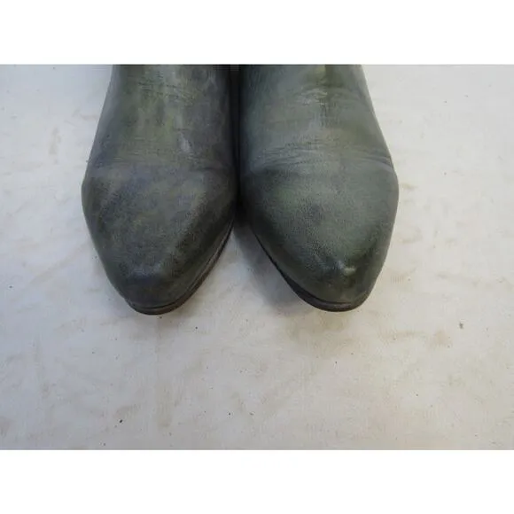 BED STU Womens Size 7 M Blue Leather Chelsea Buckles Ankle Fashion Boots Bootie