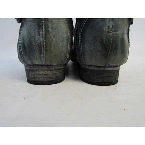 BED STU Womens Size 7 M Blue Leather Chelsea Buckles Ankle Fashion Boots Bootie