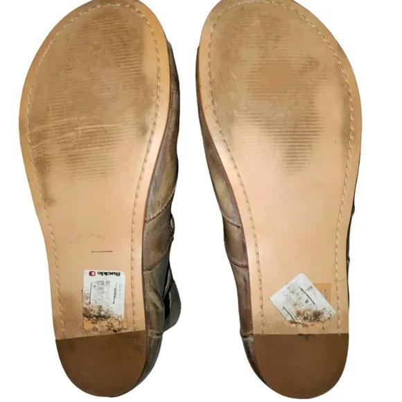BED|STU / ROAN Tan/Biege Distressed Leather Lace Up/ Zip‎ Up Sandals Women's 7