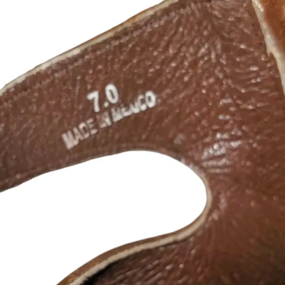 BED|STU / ROAN Tan/Biege Distressed Leather Lace Up/ Zip‎ Up Sandals Women's 7