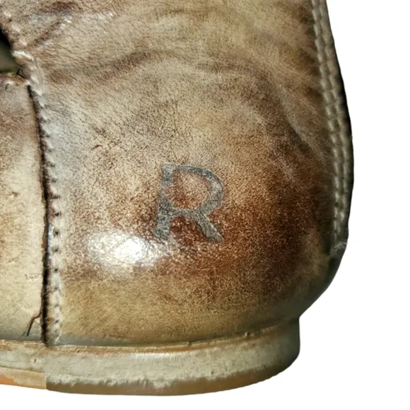 BED|STU / ROAN Tan/Biege Distressed Leather Lace Up/ Zip‎ Up Sandals Women's 7