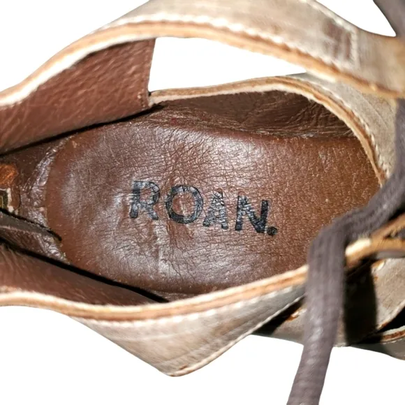 BED|STU / ROAN Tan/Biege Distressed Leather Lace Up/ Zip‎ Up Sandals Women's 7