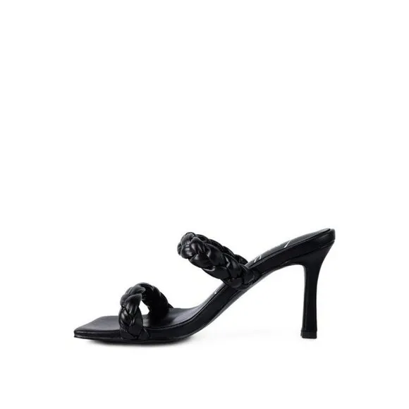 BELADONA BRAIDED STRAP MID HEEL SANDAL - Black Size 8.5
