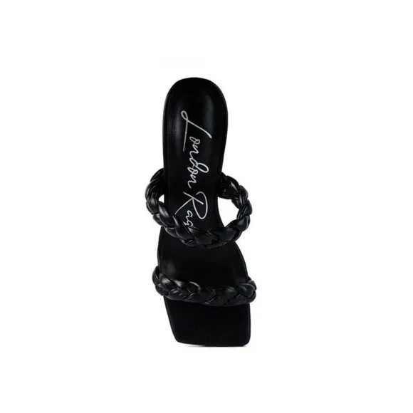 BELADONA BRAIDED STRAP MID HEEL SANDAL - Black Size 8.5