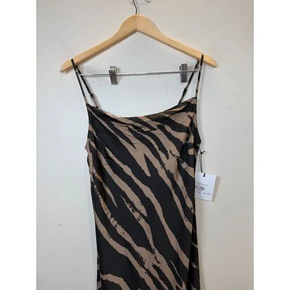 Bella Dahl Women's Size Small Gold Black Maxi Bias Slip Dress NWT
