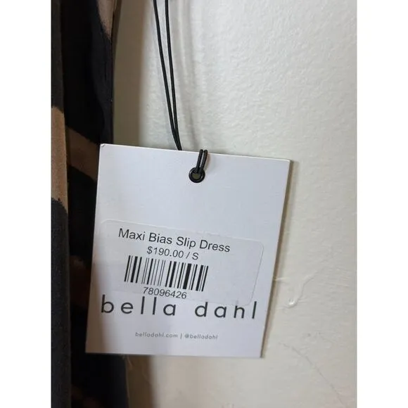 Bella Dahl Women's Size Small Gold Black Maxi Bias Slip Dress NWT