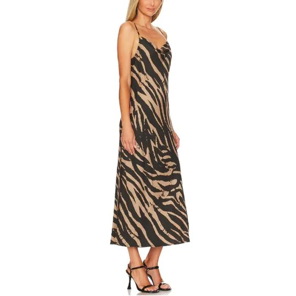 Bella Dahl Women's Size Small Gold Black Maxi Bias Slip Dress NWT