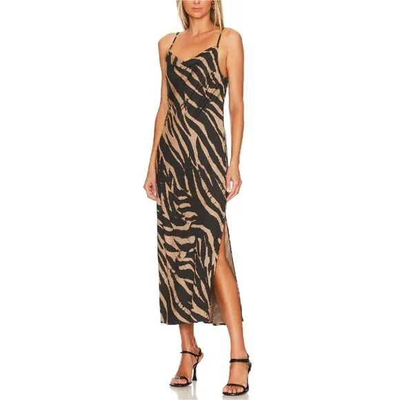 Bella Dahl Women's Size Small Gold Black Maxi Bias Slip Dress NWT