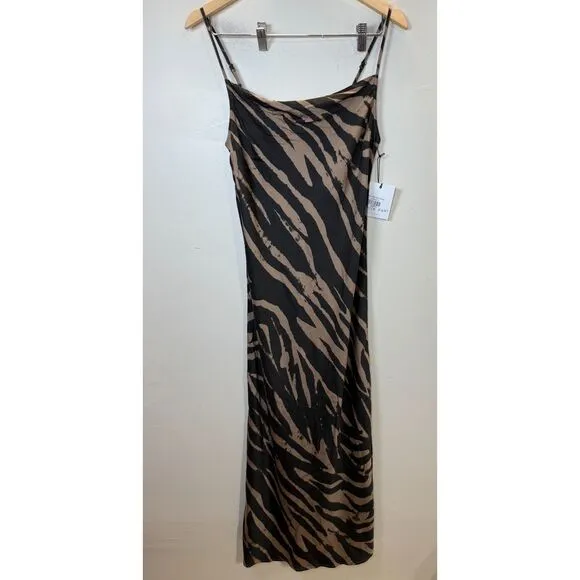 Bella Dahl Women's Size Small Gold Black Maxi Bias Slip Dress NWT