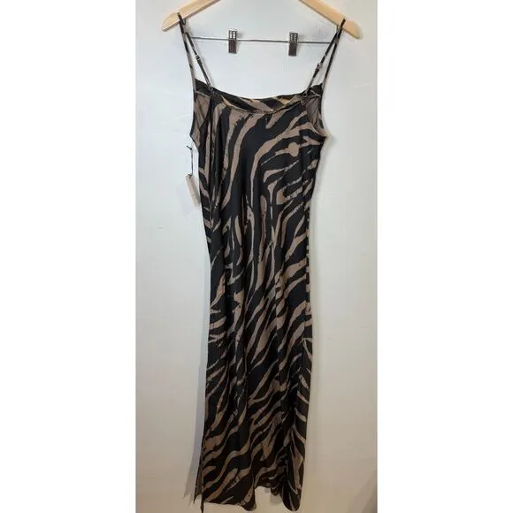 Bella Dahl Women's Size Small Gold Black Maxi Bias Slip Dress NWT