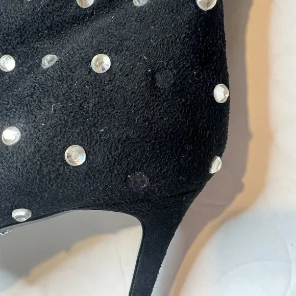 Betsey Johnson‎ Alina Womens Faux Suede Pointed Toe Knee-High Bedazzled Boots 6