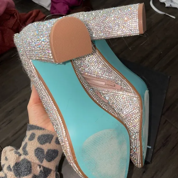 Betsey Johnson Cady Rhinestone Sparkle Heeled Boots
