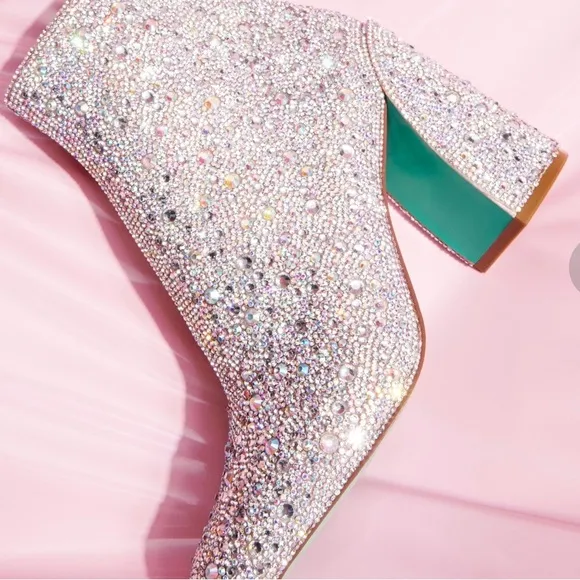 Betsey Johnson Cady Rhinestone Sparkle Heeled Boots