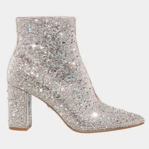 Betsey Johnson Cady Rhinestone Sparkle Heeled Boots