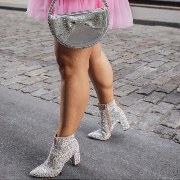 Betsey Johnson Cady Rhinestone Sparkle Heeled Boots