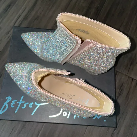 Betsey Johnson Cady Rhinestone Sparkle Heeled Boots