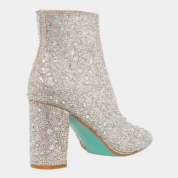 Betsey Johnson Cady Rhinestone Sparkle Heeled Boots
