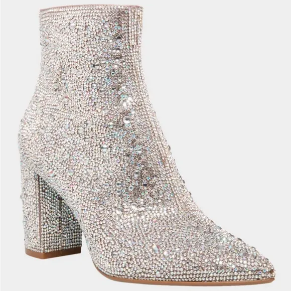Betsey Johnson Cady Rhinestone Sparkle Heeled Boots
