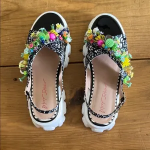 Betsey Johnson Floral Embellished Selah Sandals NWT