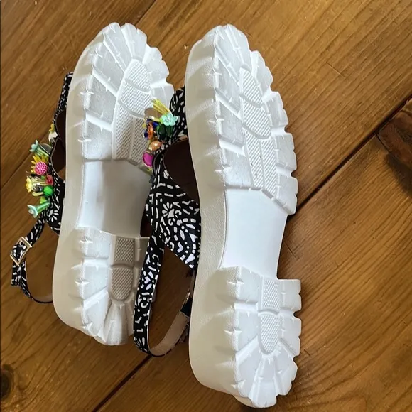 Betsey Johnson Floral Embellished Selah Sandals NWT