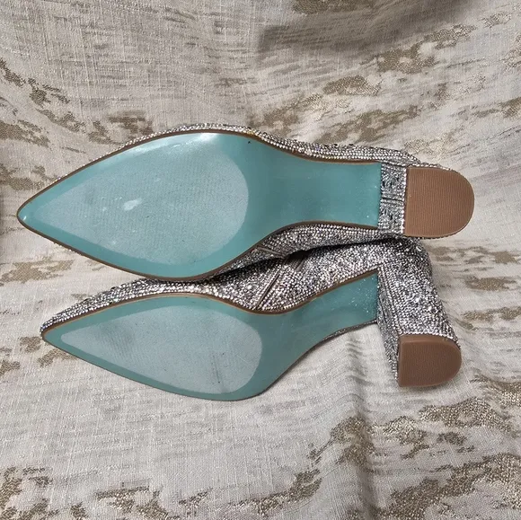 Betsy Johnson Womans Cady Rhinestone Booties Silver Sz 9