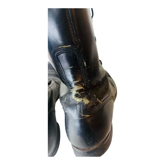 BFG Vintage 60s Womens Military Combat Boots Black Leather Zip Up Round Toe 10N