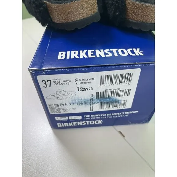 Birkenstock Arizona Big Buckle Teddy River Sandals Womens 37 / 6 Black Gold