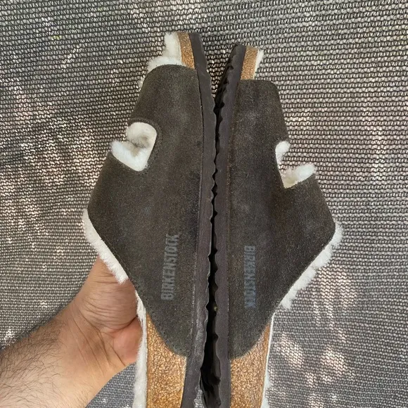 Birkenstock Arizona Genuine Shearling Lined Slide Sandals