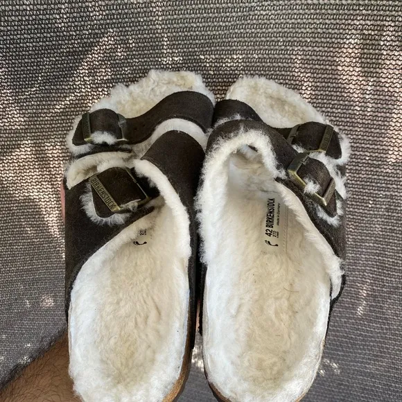 Birkenstock Arizona Genuine Shearling Lined Slide Sandals