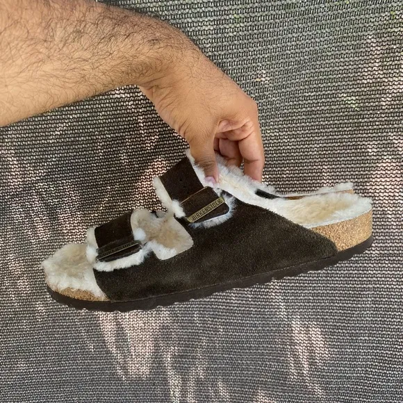Birkenstock Arizona Genuine Shearling Lined Slide Sandals