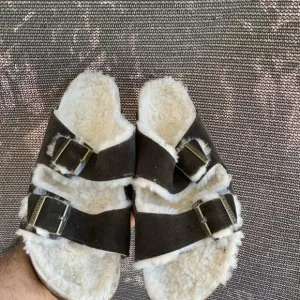Birkenstock Arizona Genuine Shearling Lined Slide Sandals